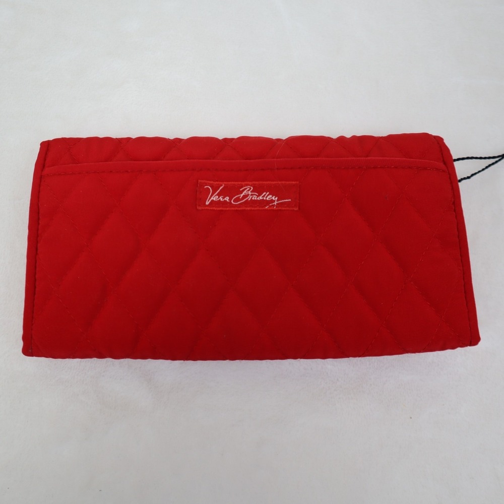 Vera BradleyMicrofiber Clutch Wallet Red Quilted Snap Closure NWT - Picture 2 of 8